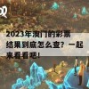 2023年澳门的彩票结果到底怎么查？一起来看看吧！