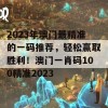 2023年澳门最精准的一码推荐，轻松赢取胜利！澳门一肖码100精准2023