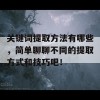 关键词提取方法有哪些，简单聊聊不同的提取方式和技巧吧！