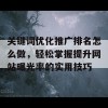 关键词优化推广排名怎么做，轻松掌握提升网站曝光率的实用技巧