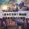 Shadowmatic关卡打不开？揭秘原因及解锁技巧大解析