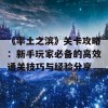 《率土之滨》关卡攻略：新手玩家必备的高效通关技巧与经验分享