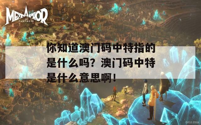 你知道澳门码中特指的是什么吗？澳门码中特是什么意思啊！