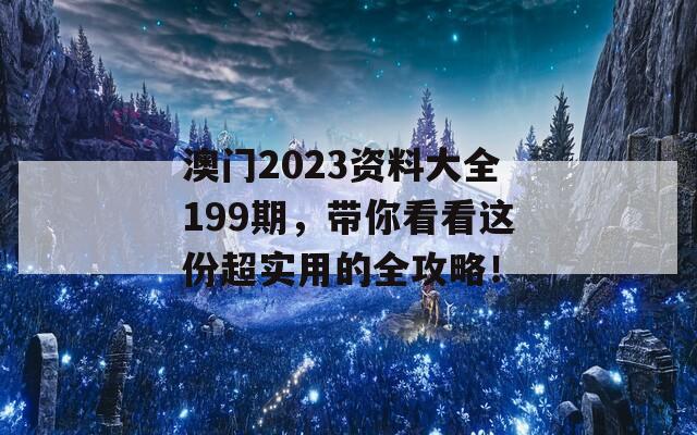 澳门2023资料大全199期，带你看看这份超实用的全攻略！