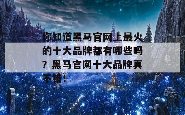 你知道黑马官网上最火的十大品牌都有哪些吗？黑马官网十大品牌真不错！