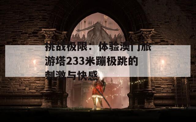 挑战极限：体验澳门旅游塔233米蹦极跳的刺激与快感