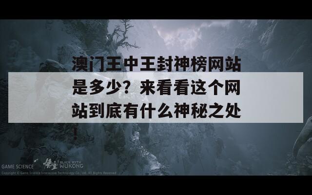 澳门王中王封神榜网站是多少？来看看这个网站到底有什么神秘之处！