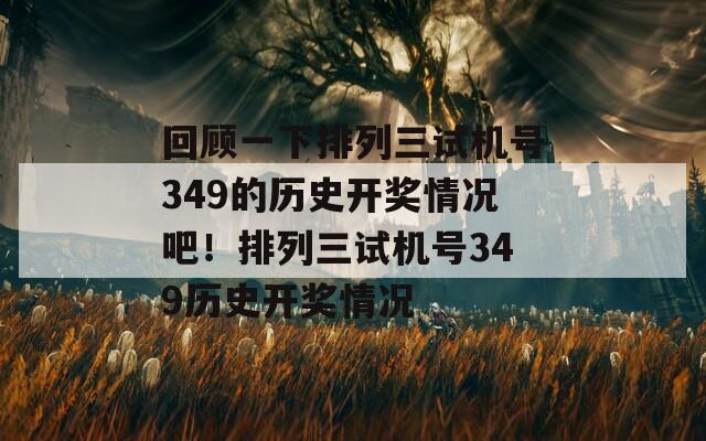 回顾一下排列三试机号349的历史开奖情况吧！排列三试机号349历史开奖情况