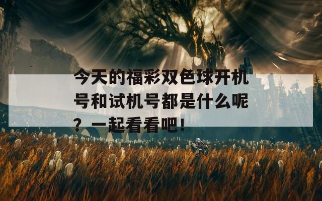 今天的福彩双色球开机号和试机号都是什么呢？一起看看吧！