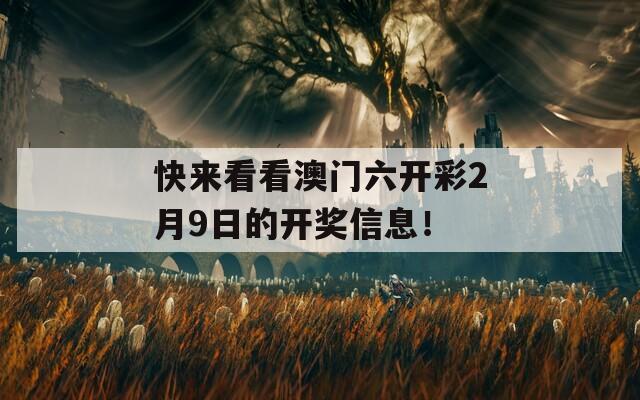 快来看看澳门六开彩2月9日的开奖信息！