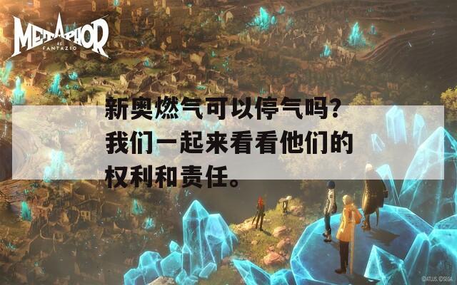 新奥燃气可以停气吗？我们一起来看看他们的权利和责任。