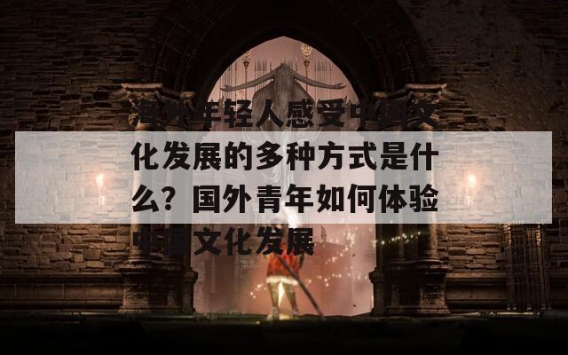 海外年轻人感受中国文化发展的多种方式是什么？国外青年如何体验中国文化发展