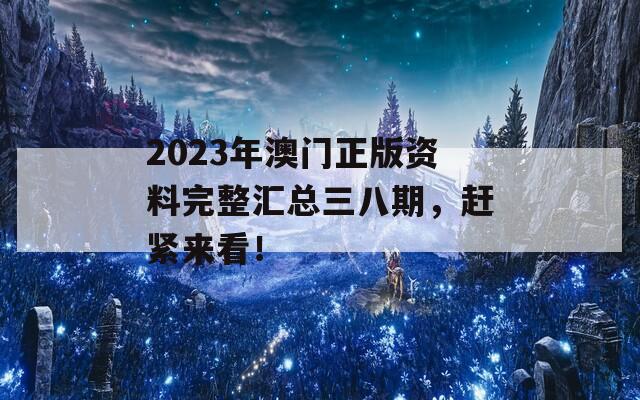 2023年澳门正版资料完整汇总三八期，赶紧来看！