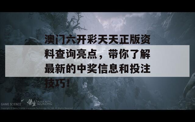 澳门六开彩天天正版资料查询亮点，带你了解最新的中奖信息和投注技巧！