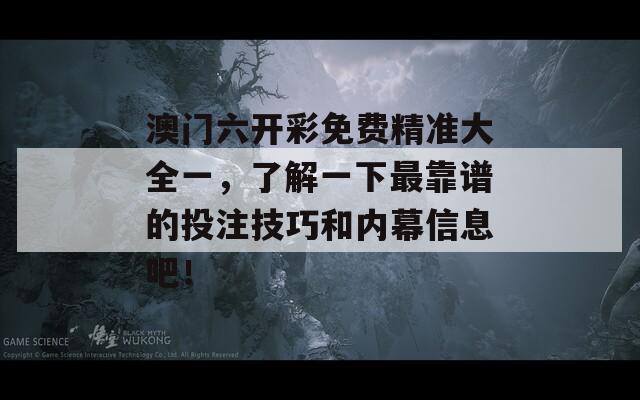 澳门六开彩免费精准大全一，了解一下最靠谱的投注技巧和内幕信息吧！