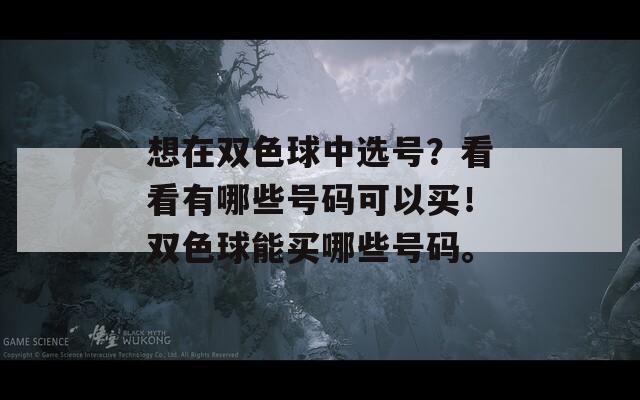 想在双色球中选号？看看有哪些号码可以买！双色球能买哪些号码。