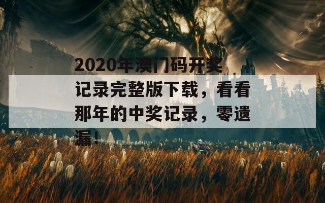 2020年澳门码开奖记录完整版下载，看看那年的中奖记录，零遗漏！