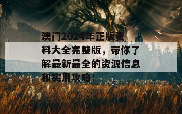 澳门2024年正版资料大全完整版，带你了解最新最全的资源信息和实用攻略！