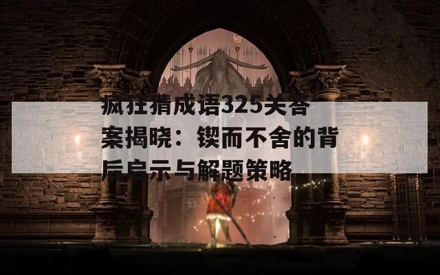 疯狂猜成语325关答案揭晓：锲而不舍的背后启示与解题策略